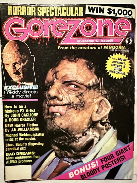 GOREZONE MAGAZINE 1ST Issue, Leatherface, Freddy Kruger, Posters, Near