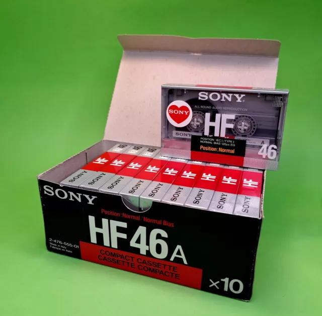 10 x SONY HF 46 BLANK SEALED CASSETTE TAPES, KASSETTEN