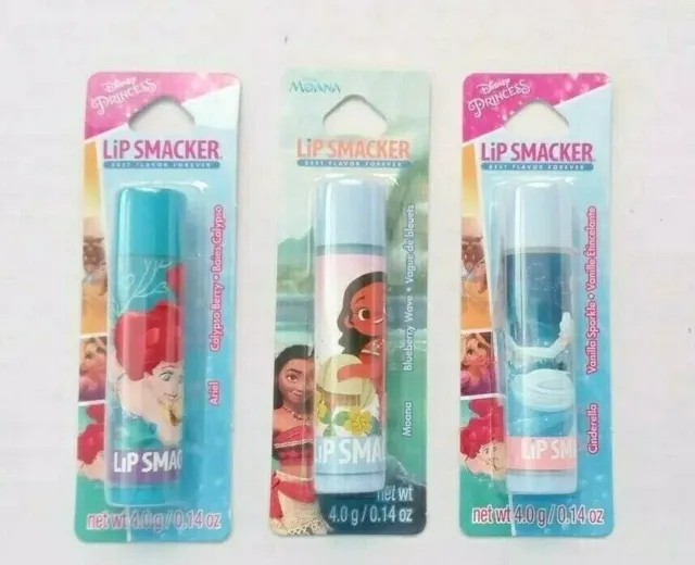 Lip Smacker Disney Princess Ariel Cinderella Moana (3) Lip Balm 0.14 oz