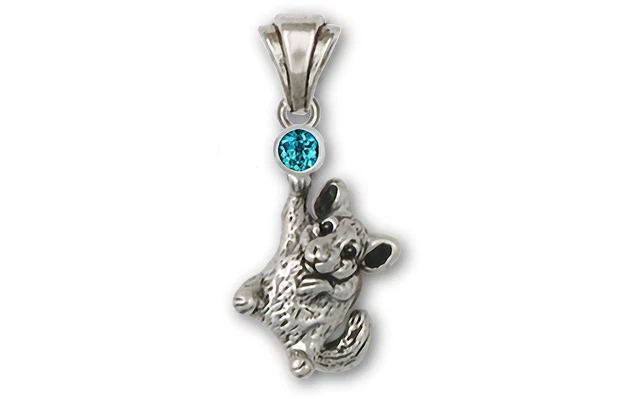 Chinchilla Jewelry Sterling Silver Handmade Chinchilla Pendant  CL14-SP