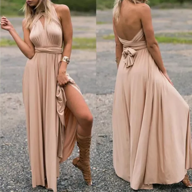 Summer Sexy Woman Bohemian Dress with Tie Up Long Dress Party Bridesmaid Gown 3