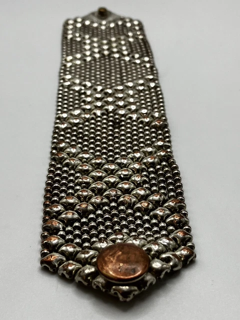 Vintage Liquid Metal Bracelet 7.5" Long Cross Shape Copper and Metal Mesh Vintage Liquid Metal Bracelet 7.5" Long Cross Shape Copper and Metal Mesh
