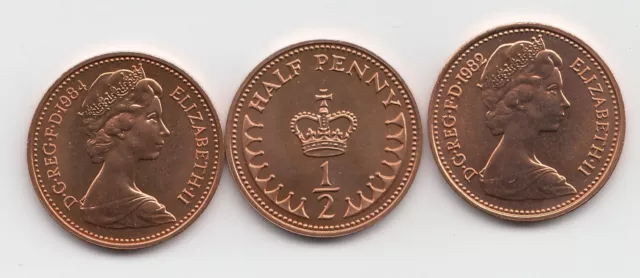 UK Half Penny Coins 1/2p 1982 to 1984 Choose your Year - Brilliant Uncirculated