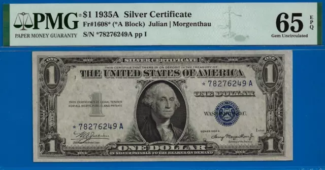 1935A $1 Silver Certificate PMG 65EPQ popular highly wanted silver star FR-1608*