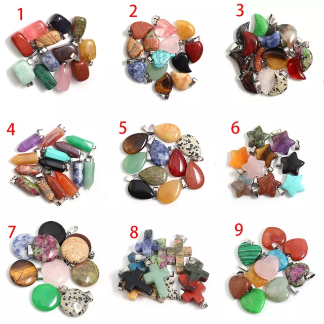 Multiple Shape Healing Crystal Natural stone Charms pendant for Jewelry 30pcs