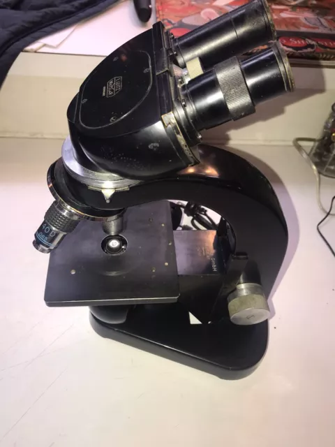 VINTAGE ERNST LEITZ WETZLAR MICROSCOPE Wt 3 OBJECTIVES Needs Love