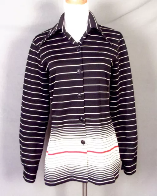 vintage 60s 70s JC Penney Space Age Big Collar Shirt Disco Gradation Stripe S/M