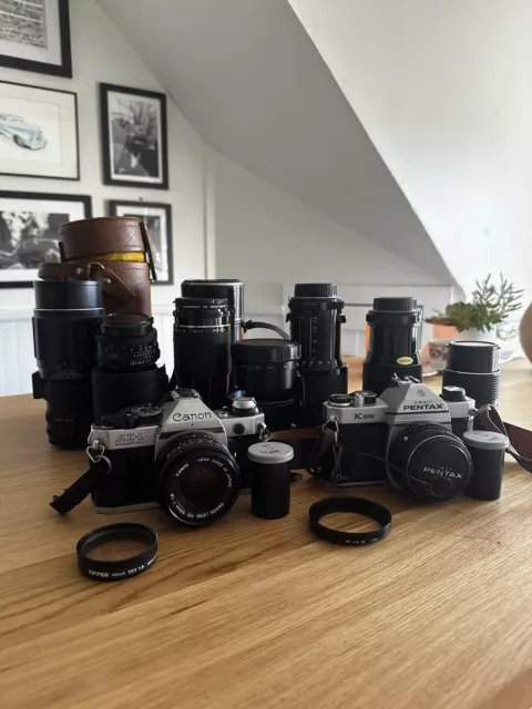 Film Camera And Lens Lot, Canon, Pentax, Vivitar Series 1 And More!