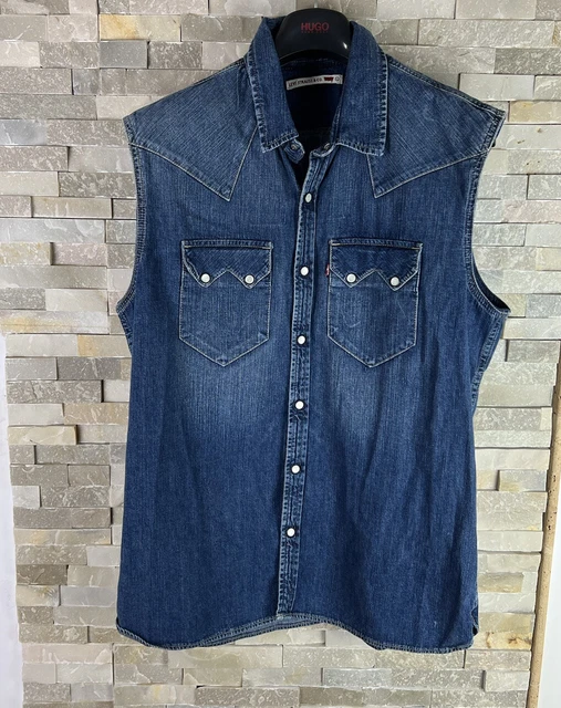 Levi’s Mens size L pop button sleeveless vest denim shirt top