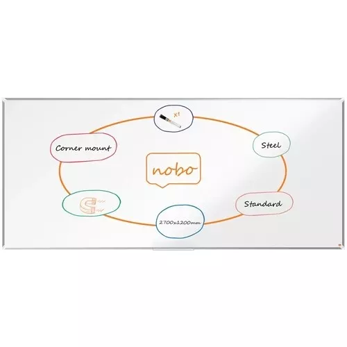 Nobo Premium Plus Steel Magnetic Whiteboard 2700x1200mm 1915164