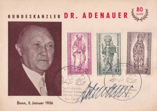 Konrad Adenauer - Bundeskanzler - Ersttagskarte von 1958 - original signiert