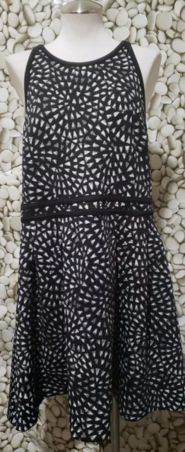 Mossimo Black White Sleeveless Fit and Flare Zip Dress Womens Size XXL