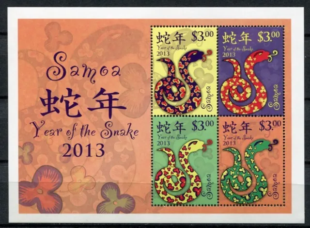 Samoa 2013 Jahr der Schlange Year of the Snake Neujahr Zodiac Block 81 MNH