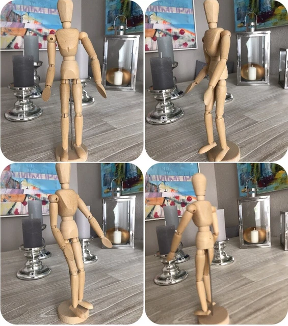 Bewegliche Menschliche Figur aus Holz Modell Künstler Skizze Deko Holzpuppe NEU