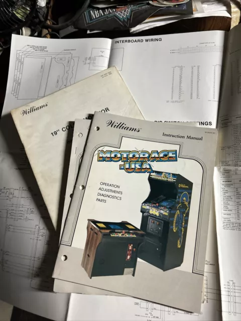 Original Motorace USA Set + Back Door Sheet ARCADE VIDEO GAME  owners manual