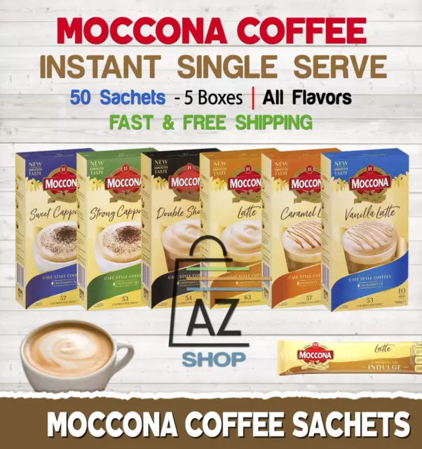MOCCONA Coffee Sachets, 50 Packet 5 Boxes Fresh Instant Single Serve ALL FLAVORS