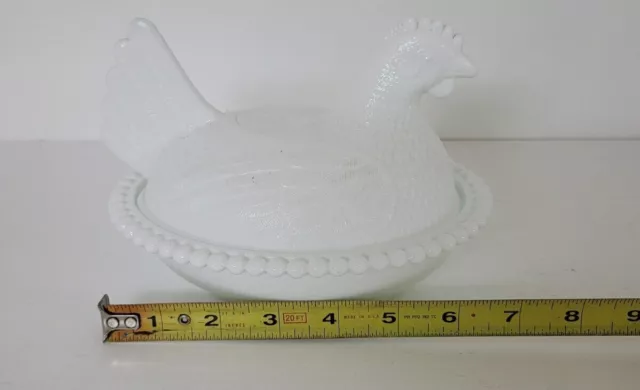 Vintage Milk Glass Nesting Chicken Hen Lidded Candy Dish Trinket Bowl. NO Chips 3