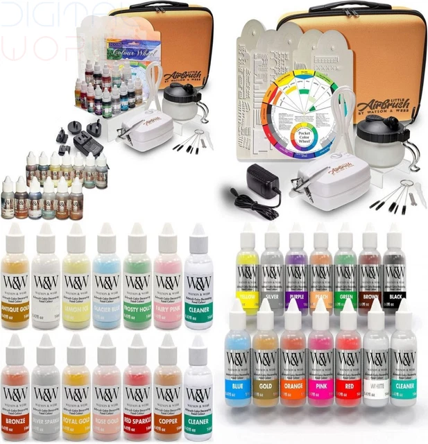 Kit completo de decoración de pasteles aerógrafo Watson & Webb con 25 colores y 3...
