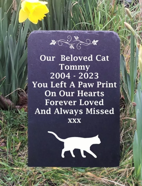 Natural Slate Pet Cat Memorial Grave Marker Headstone 3 Sizes Available FS2