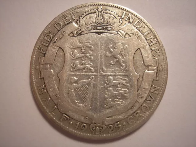 Silver, 1925 British Half Crown, King George V, KM# 818.2