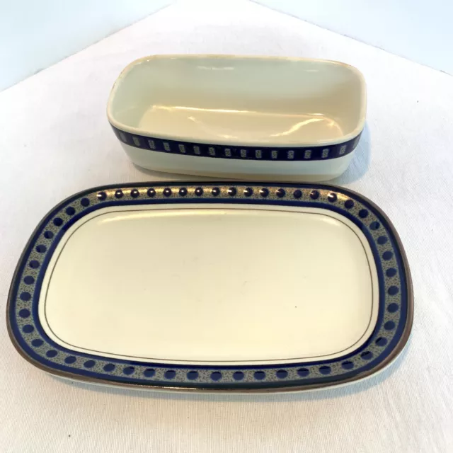 MIKASA Potter's Touch Aztec Blue 2 Piece Covered Butter Dish 2