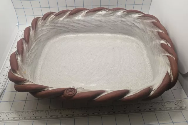 Art Pottery Signed 2006 Braded White Glaze Red Clay Terra Cotta Casserole Dish