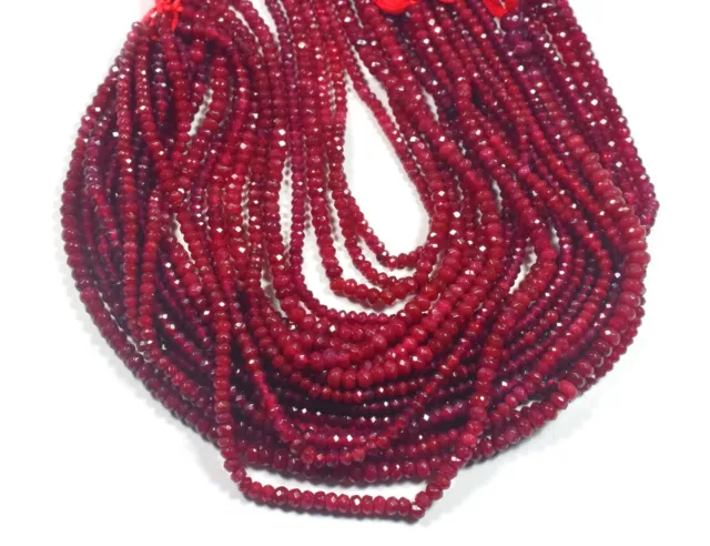 AAA+ Beautiful Burmese Ruby 4mm 5mm Gemstone Faceted Rondelle Beads 12" Strand