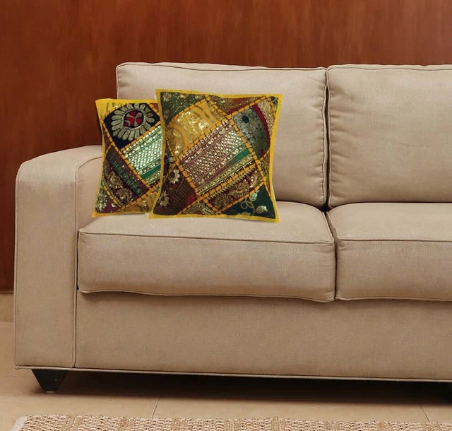 12"-2 Fundas Almohadas Cojín De Marca Impresionante Con Cuentas Sari