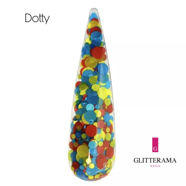DOTTY Glitter coloured acrylic powder Glitterama Nails chunky dots blue red vibe
