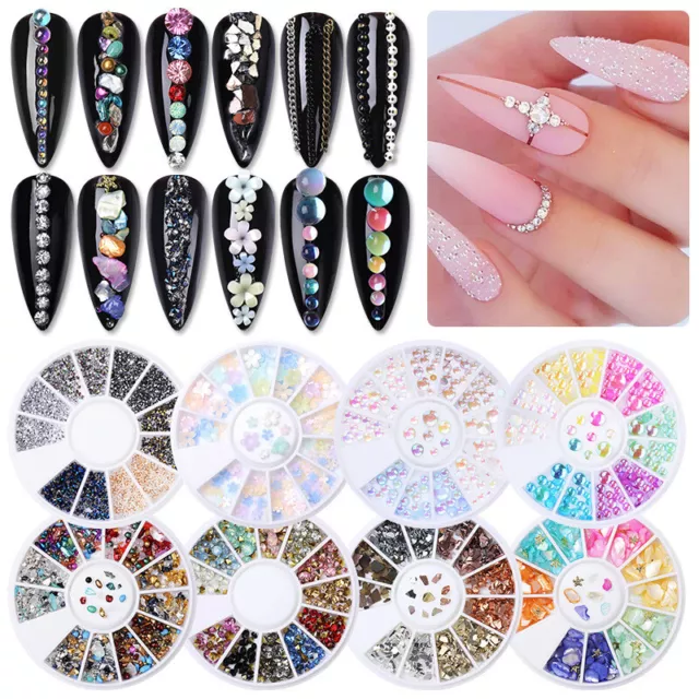 Mixed Size Glass Nail Art Rhinestones Flatback AB Crystal 3D Gem Decoration DIY