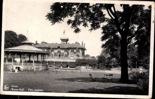 Postkarte AK Belgien sw Mons Waux-Hall Parc anglais ungelaufen antik