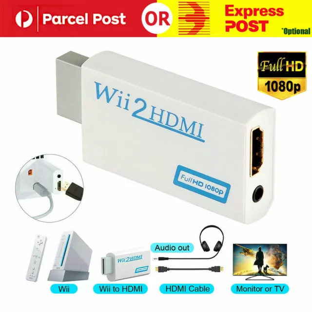 1080p Wii to HDMI Converter Mini 3.5mm Adapter Wii2HDMI Audio HD Video Output