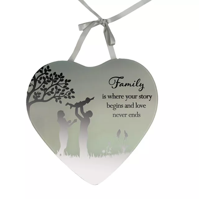 Reflections Verre Miroir Suspendu Plaque Coeur Cadeau – Family