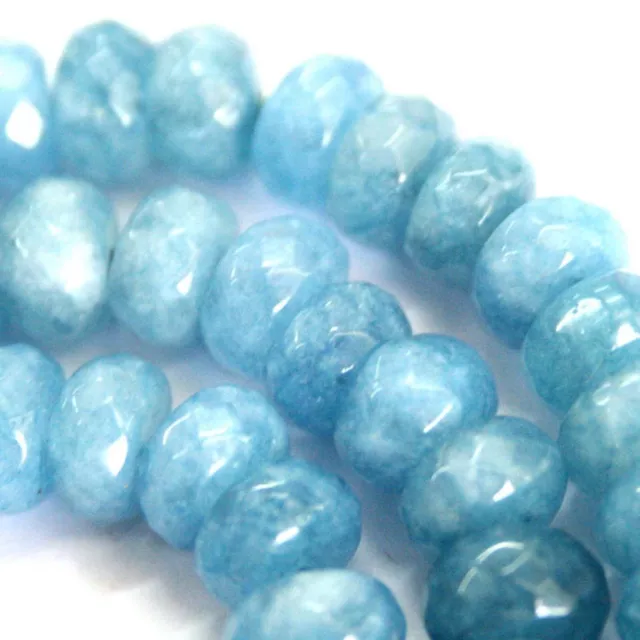 5x8mm Faceted Natural Aquamarine Rondelle Gemstone Loose Beads 15" Strand PL11