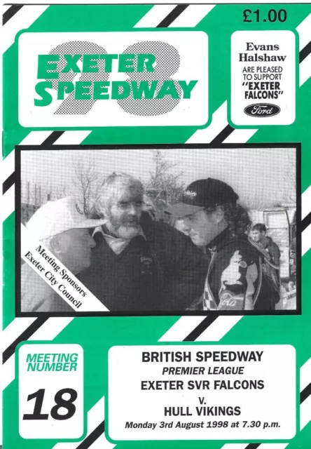 Exeter V Hull 3/8/1998 Blank Speedway Programme