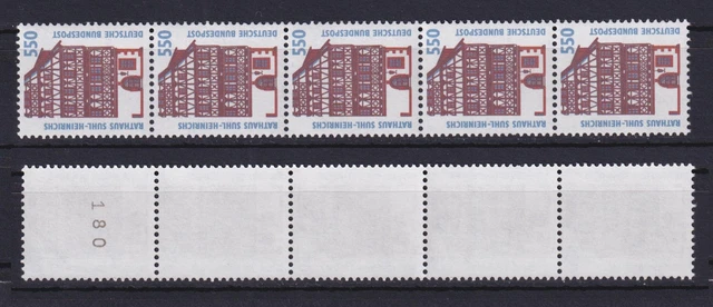 Bund 1746 RM 5er Streifen gerader Nummer oben SWK 50 Pf postfrisch
