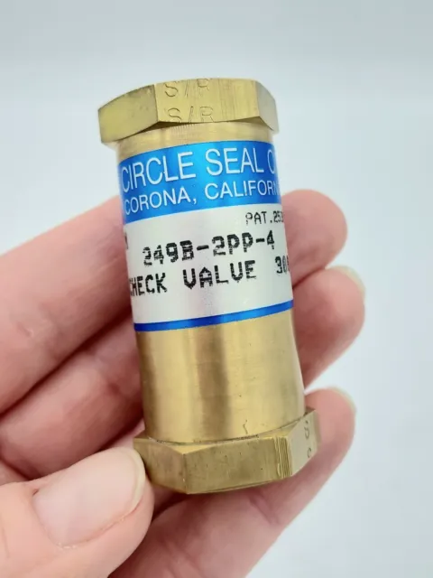 Circle Seal Controls 249B-2PP-4 Check Valve, 3000 PSI 1/4 Female NPT Brass *NOS*