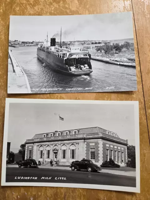 vintage postcards RPPC Pere Marquette ferry Ludington Michigan post office