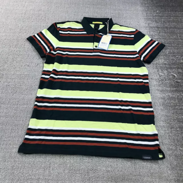 Scotch Soda Polo Shirt Mens Large Red Green Teal Preppy  Multicolor Striped