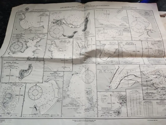 Rare Lot 5 Wwii Paper Navy Maps Asia Large 1938 1941 1942 Military Pacific Vntg