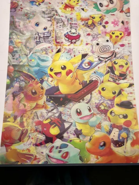 Pikachu Pokemon Anime Poster 3D Graphic Hard Plastic Pikachu With Flag New
