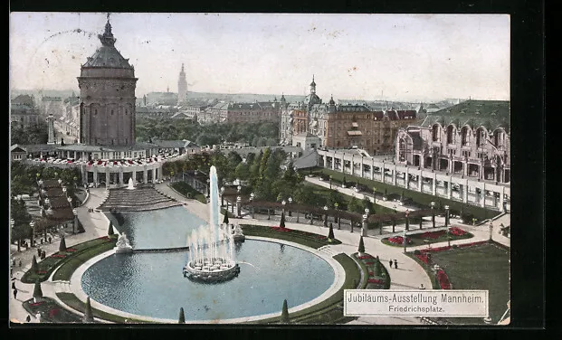 Mannheim, Jubiläums-Ausstellung, Friedrichsplatz, Ansichtskarte 1907