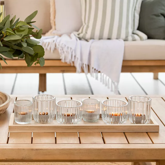 New Habitat Luna Candle Holders on Natural Tray