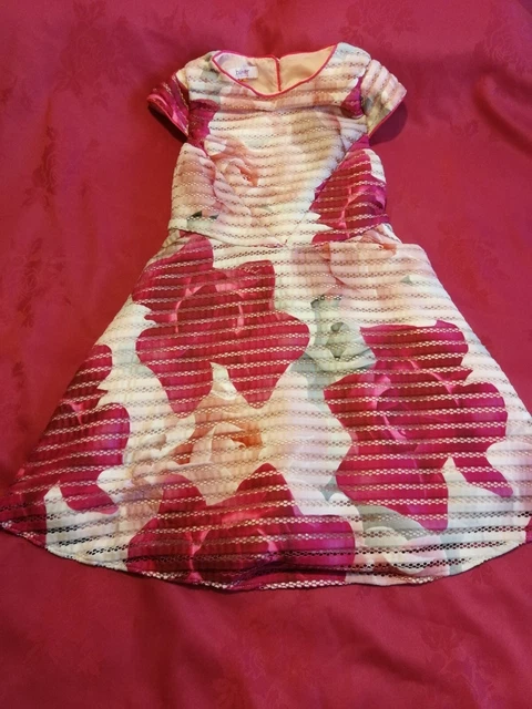 Abito Manica Floreale Ted Baker Bambina Rosa E Grigio Età 9