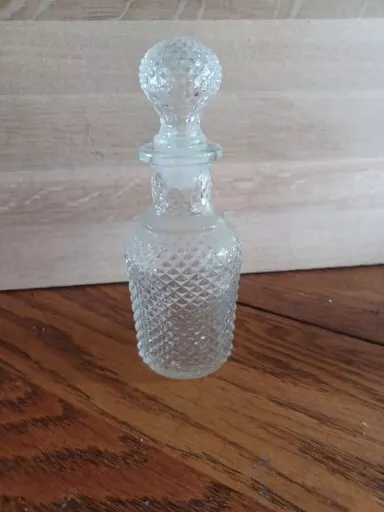 Vintage Avon Clear Glass Diamond Cut Apothecary Decanter Flavor Fresh Bottle #4 2