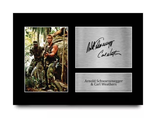 Schwarzenegger Carl Weathers Predator Gifts Signed A4 Photo Print for Movie Fans