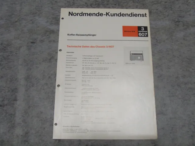 Schaltplan Service Manual Kofferradio Radio Nordmende Mikrobox UKW 3/607