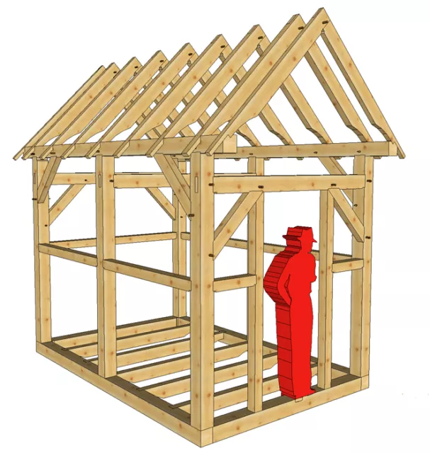 Timber Frame 8' x 12' Playhouse/Shed Plans on 8 1/2"x11" paper new