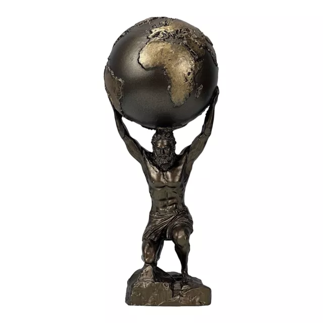 Atlas Titan God Statue Sculpture Figure Cast Marble Bronze Effect Small