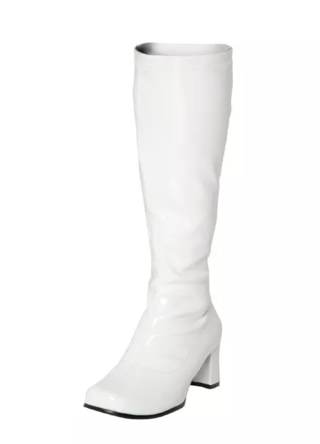 White 1960s Go Go GoGo Ladies Mens Retro Boots Womens Knee High Boots 60s 70s